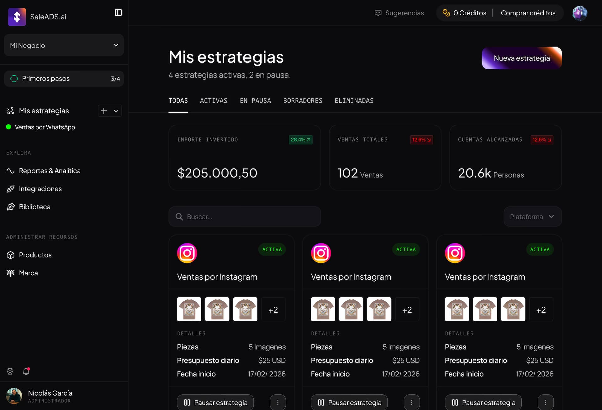 Mis estrategias — elige una estrategia probada